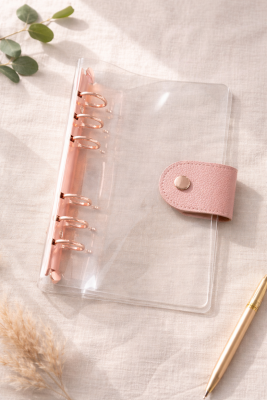 Elegancki segregator budżetowy A6 – różowe okucia