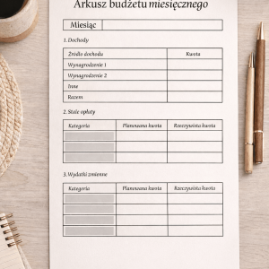 Miesięczny arkusz spokojnego budżetu